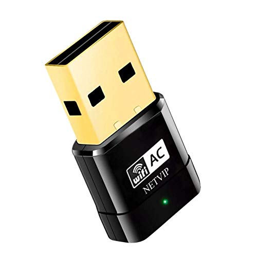 NETVIP WiFi Adaptador AC 600Mbps Mini USB WiFi Receptor Dual Band 2.4G/5GHz, WiFi Antena para PC Desktop Laptop Tablet, Soporta Mac OS X 10.6-10.14 /Windows XP/Vista /7/8/10