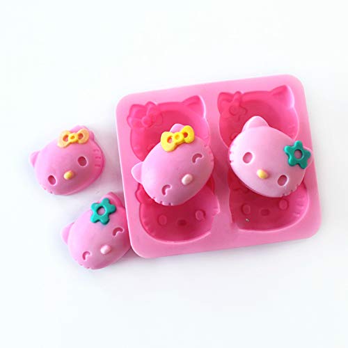 Neutral Molde De Pastel De Silicona Fondant Accesorios De Cocina 4 Cavidades Hello Kitty Goma De Chocolate Formas De Caramelo Bandeja De Hielo Moldes De Jabón Lindo