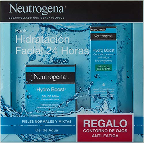 Neutrogena Hydro Boost Pack Hidratación Facial 24 horas, Gel de Agua Hydro Boost 50ml y Contorno de Ojos Anti,Fatiga 15ml