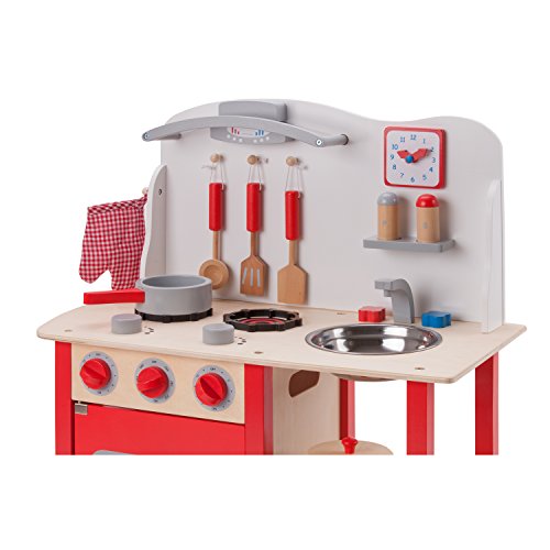 New Classic Toys Toys-11055 Kitchenette - Bon Appetit - Red, Color Rojo (Ref 1055)