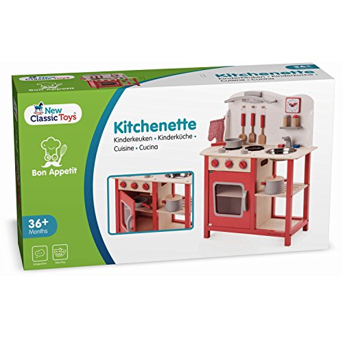 New Classic Toys Toys-11055 Kitchenette - Bon Appetit - Red, Color Rojo (Ref 1055)
