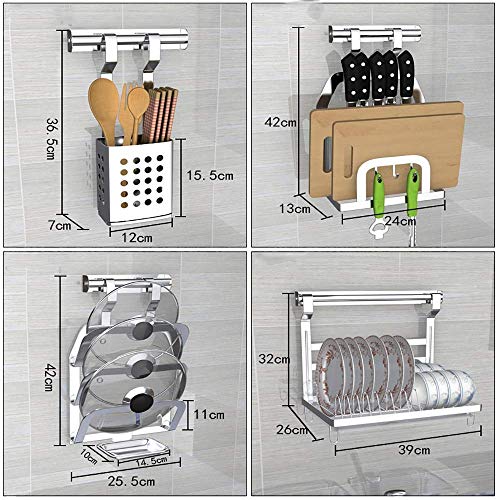 NewbieBoom Armarios Altos Estantería de Cocina/de Acero Inoxidable/sin Puntas/Mural/Estante para lavavajillas/portacuchillas/Estante (Tamaño, D),F