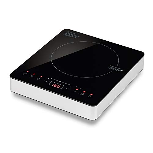 NEWCHEF - Placa Inducción Portátil Go2000 (2000W) 10 Potencias, 3 Prog. Preconfigurados y Pantalla LED. Hornillo Eléctrico con Temp. Ajustable 60-240ºC y Temporizador 3h. Ideal para Sartenes max. 19cm