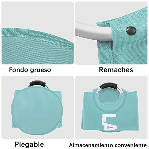 Newdora Bolsas para ropa sucia de bebé-Cesto de Ropa Grande 82L, Cesto de Ropa Plegable de Tela, Bolsa de Ropa Plegable, Caja de Lavado Plegable(Azul claro)