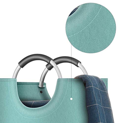 Newdora Bolsas para ropa sucia de bebé-Cesto de Ropa Grande 82L, Cesto de Ropa Plegable de Tela, Bolsa de Ropa Plegable, Caja de Lavado Plegable(Azul claro)