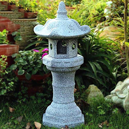 NGXL Masiva De Linterna De Piedra Japonesa Hermosa Linterna De Piedra Tachi-Gata Hecha De Piedra Artificial, Jardín Solar Se Enciende Zen Linterna Pagoda Luz Solar De Jardín Lámpara,A