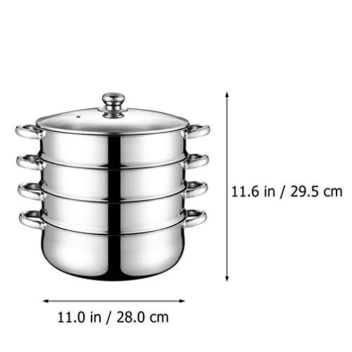 NICEXMAS Olla de Vapor de 4 Niveles de Acero Inoxidable Utensilios de Cocina Al Vapor Olla de Sopa de Vapor Multifunción