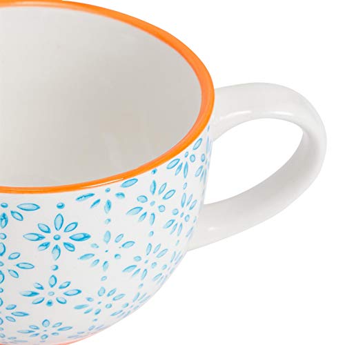 Nicola Spring Juego de café - Taza para Capuchino con platillo de Porcelana - 3 diseños - 250 ml - Pack de 6