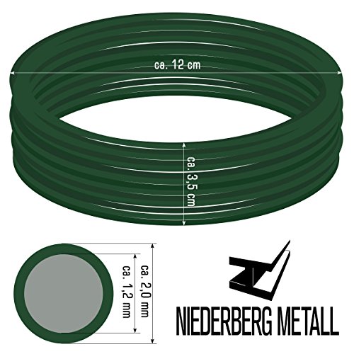 NIEDERBERG METALL rollo de Alambre recubierto de PVC 25 m de largo metal protegido por una envoltura de plástico verde | Diámetro Ø2mm | Verde