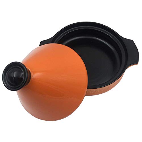 NIHAOA Braiser Pan Pot Saludable de Tierra del crisol por un estofado Hecho a Mano de la Arcilla Olla de Cocina de cerámica marroquí Tajine Olla con Tapa de Oran (Color : Orange, Size : 1.58Quart)