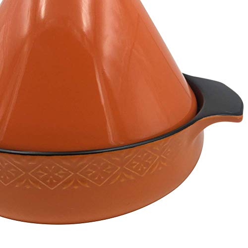 NIHAOA Braiser Pan Pot Saludable de Tierra del crisol por un estofado Hecho a Mano de la Arcilla Olla de Cocina de cerámica marroquí Tajine Olla con Tapa de Oran (Color : Orange, Size : 1.58Quart)