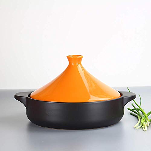 NIHAOA Cazuela con Tapa marroquí tajine Olla de cerámica Olla de Barro Hechas a Mano estofado de Olla Olla Olla Saludable de Tierra por un estofado (Color : Orange, Size : -)