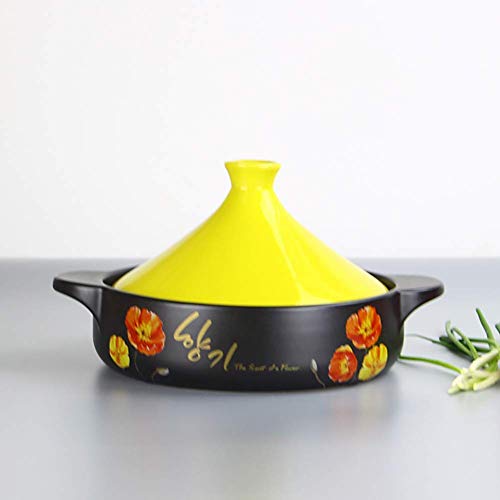 NIHAOA Cazuela con Tapa marroquí tajine Olla de cerámica Olla de Barro Hechas a Mano estofado de Olla Olla Olla Saludable de Tierra por un estofado (Color : Orange, Size : -)