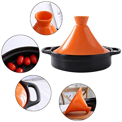 NIHAOA Pote tajine marroquí con una Tapa de cazuela de cerámica Vapor Sartén Saludable Olla de Barro Olla de cocción Lenta Orang (Color : Yellow, Size : 1.3Quart)