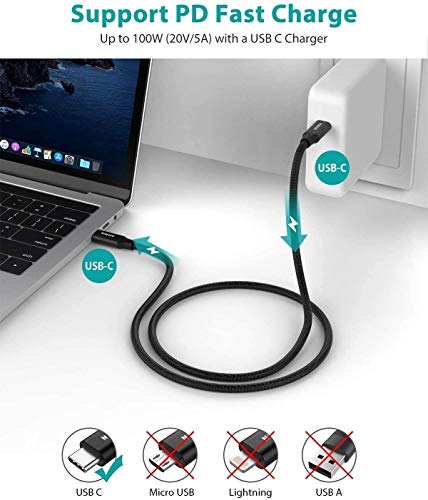 NIMASO Cable USB C a USB C PD 3.1 Gen 2,Cable USB Tipo C Carga Rápida 100W/10Gbps,Soporta Vídeo 4K@60HZ para iPad Pro 2020,Macbook Air 2020,Huawei MateBook,Xiaomi Notebook Air,Nexus 5X 6P,1M