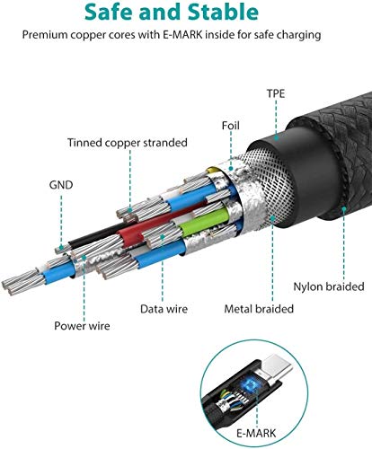 NIMASO Cable USB C a USB C PD 3.1 Gen 2,Cable USB Tipo C Carga Rápida 100W/10Gbps,Soporta Vídeo 4K@60HZ para iPad Pro 2020,Macbook Air 2020,Huawei MateBook,Xiaomi Notebook Air,Nexus 5X 6P,1M