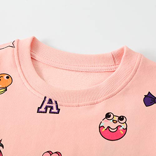 Niña Camiseta Ropa Manga Larga Sudadera Cuello Redondo Jersey Rosado Fresa Impresión de Unicornio Pull-Over con Algodón Casual Top 2 3 4 5 6 7 años