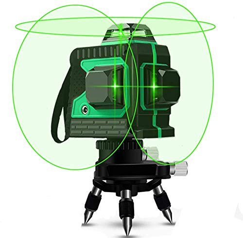 Nivel Láser, VANFLY 3X360° Nivel Láser Verde 25M líneas, cruzadas horizontales y verticales Línea de rayo láser verde IP54-12 lineas Nivel láser Autonivelación y Función de Pulso, Soporte Magnético