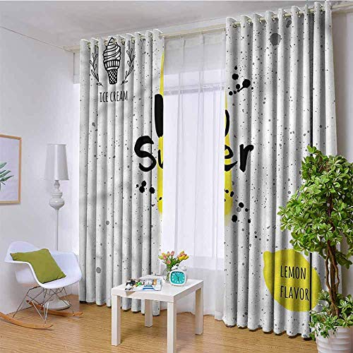 NMDD Cortinas de Tratamiento de Ventanas ciegas Verticales con Aislamiento térmico para Ventanas pequeñas, Cortinas oscurecedoras de Moda con Sabor a limón Helado, 96"X 84", Multicolor