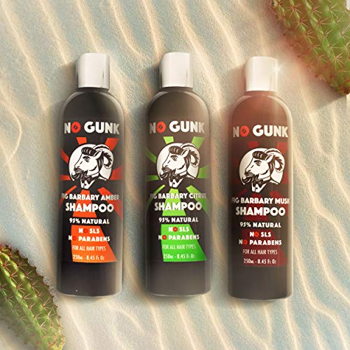 NO GUNK - Champú natural para hombres y todo tipo de cabello, sin sulfatos, SLS ni parabenos, champú de nopal (cítricos, 250 ml)