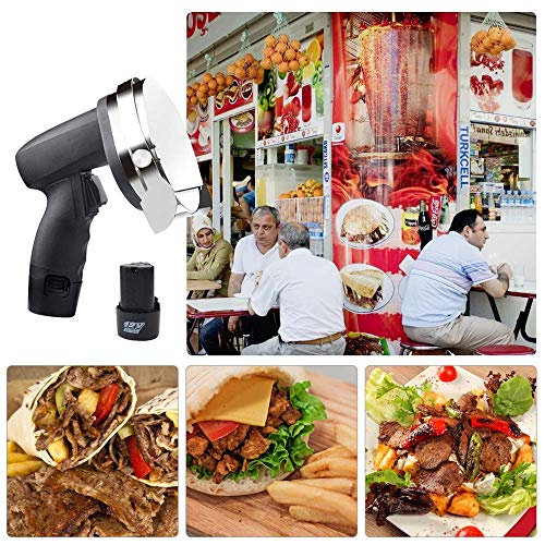 NOBGP Cuchillo eléctrico Comercial de Shawarma Doner Kebab, Cortador de girocompás eléctrico Shawarma del Cortador inalámbrico portátil Profesional de Mano para el Pollo casero del Cerdo