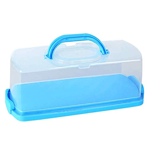 Noblik Caja de Pan PortáTil con Asa Contenedor de Pastel de Pan Portador de PláStico Rectangular para Almacenamiento de Alimentos Portador para Pasteles, Panecillos, Bollos o Baguettes