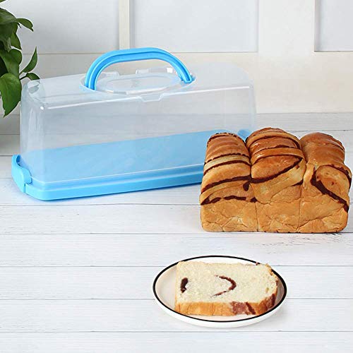 Noblik Caja de Pan PortáTil con Asa Contenedor de Pastel de Pan Portador de PláStico Rectangular para Almacenamiento de Alimentos Portador para Pasteles, Panecillos, Bollos o Baguettes