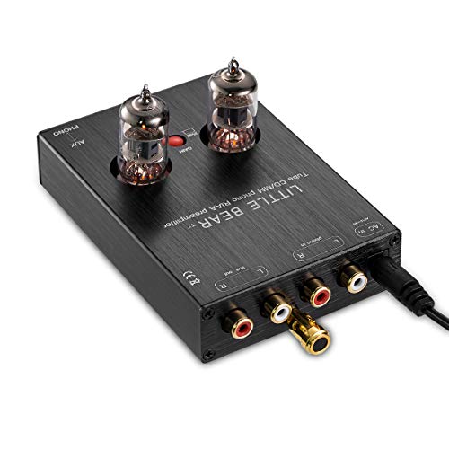 nobsound Little Bear T7 6j1 vacío Tubo Mini Phono Stage Preamp; RIAA mm Tocadiscos preamplificador; Hi-Fi Stereo Tube preamplificador (Negro)