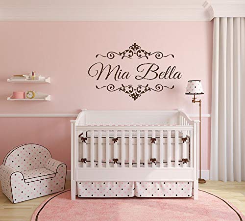 Nombre personalizado Nursery pegatinas de pared para la habitación de la princesa tatuajes de pared extraíbles decoración para el hogar sala de las niñas creativo calcomanía mural 56 * 34 CM