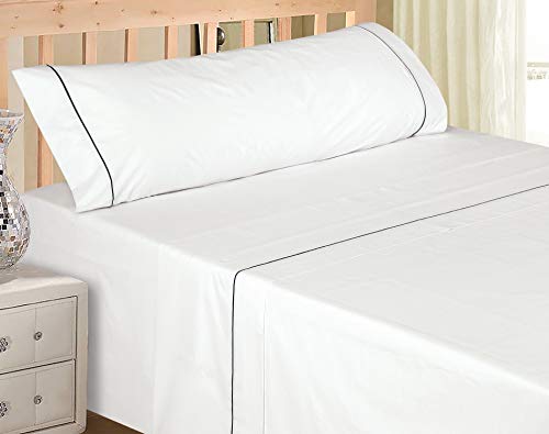 NORA HOME Juego de Sabanas Plain Liso Blanco 100% Algodón 150 Hilos (Cama 135/140)