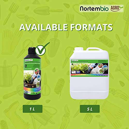 Nortembio Agro Reductor de pH Ecológico 1 L. Uso Universal. Desincrustante de Sistemas de Riego. Cultivos con Mejor Sabor y Aroma.