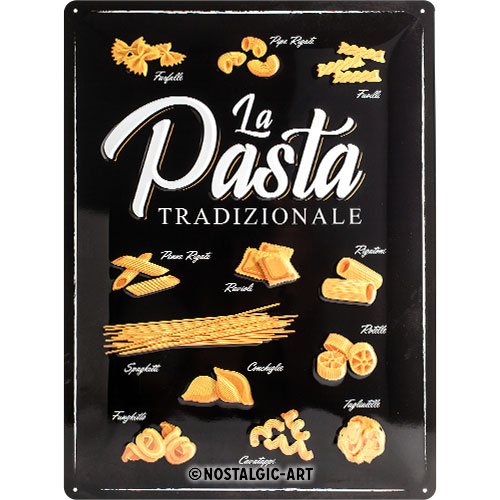 Nostalgic-Art Cartel de Chapa Retro Home & Country – Pasta Tradizionale – Idea de Regalo para la Cocina, metálico, Diseño Vintage, 30 x 40 cm