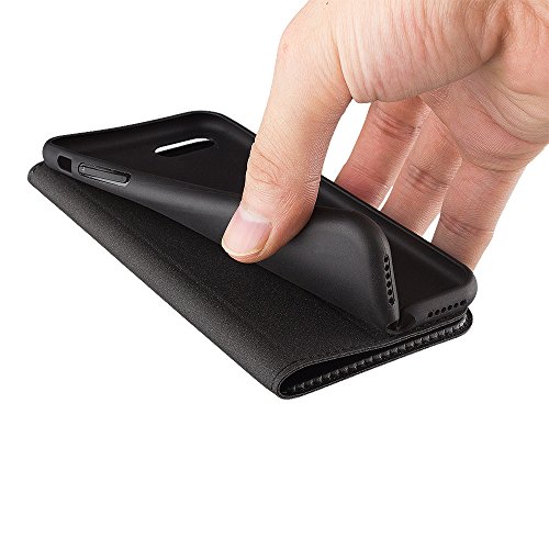 NOUSKE Funda Tipo Cartera para iPhone 7 iPhone 8 de 4,7 Pulgadas de Apple, Negra