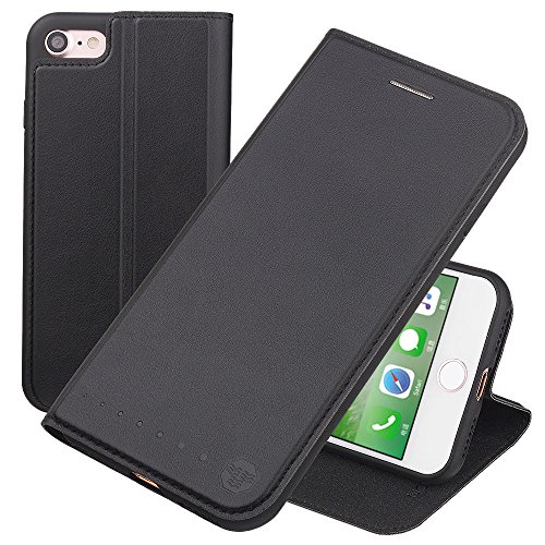 NOUSKE Funda Tipo Cartera para iPhone 7 iPhone 8 de 4,7 Pulgadas de Apple, Negra