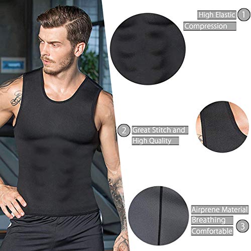 NOVECASA Chaleco Sauna Hombre Compresion de Neopreno Chaleco Modelador Camiseta Reductora para Adelgazante Sudoración Musculación con Cremallera (S, Negro)