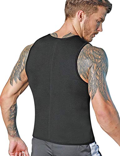 NOVECASA Chaleco Sauna Hombre Compresion de Neopreno Chaleco Modelador Camiseta Reductora para Adelgazante Sudoración Musculación con Cremallera (S, Negro)