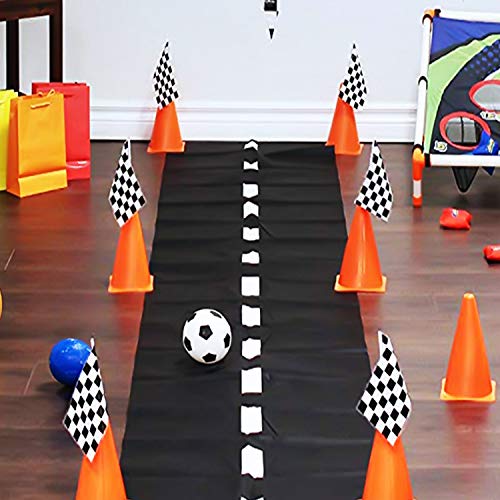 Novelty Place Pista de Carreras Corredor de Piso/Suelo/Mesa - 3 Metros x 60 centímetros Negro Carrera Pista Correr Lona - Deportes Coche Carreras Fiesta Temática Entrada Decoración Mesa