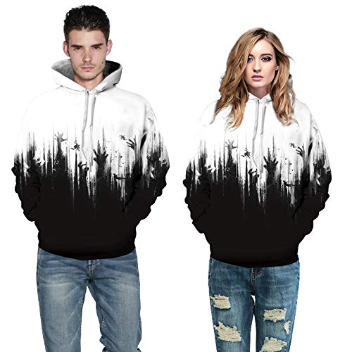 NQING Sudadera con Capucha De La Impresión Digital del Traje De Halloween 3D, Sudadera con Capucha del Traje De Los Pares del Tamaño Extra Grande