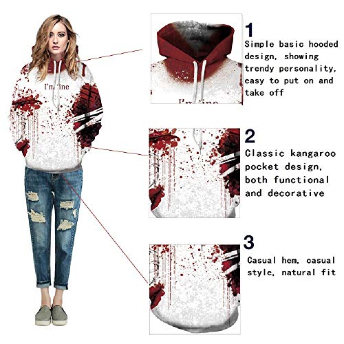 NQING Sudadera con Capucha De La Impresión Digital del Traje De Halloween 3D, Sudadera con Capucha del Traje De Los Pares del Tamaño Extra Grande