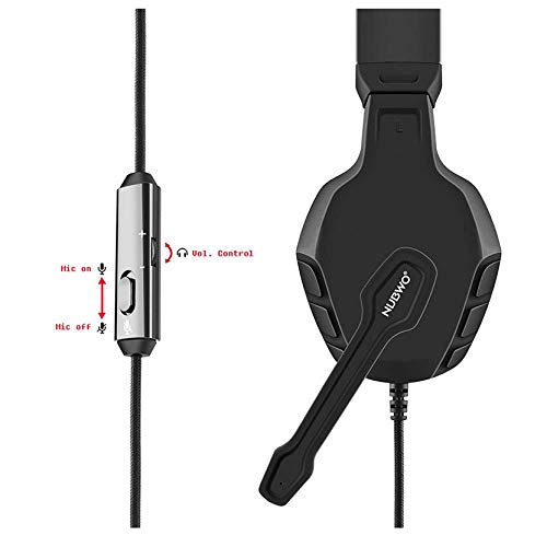 NUBWO Auriculares Gaming para PS4, Cascos Gaming con Micrófono Reducción de Ruido Estéreo Gaming Headset con 3.5mm Jack y Control de Silencio para PC, Xbox One, Nintendo Switch -Negro