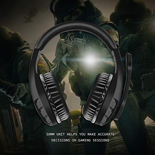 NUBWO Auriculares Gaming para PS4, Cascos Gaming con Micrófono Reducción de Ruido Estéreo Gaming Headset con 3.5mm Jack y Control de Silencio para PC, Xbox One, Nintendo Switch -Negro