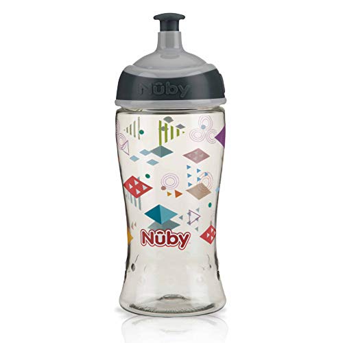 Nuby - Pop-Up Vaso de Tritán (360 ml, 3 años), color gris