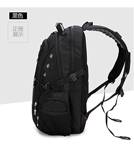 Nueva Mochila multifunción USB antirrobo Mochila para Hombres y Mujeres Estudiantes Coreanos Bolsa para computadora portátil, Marco Negro