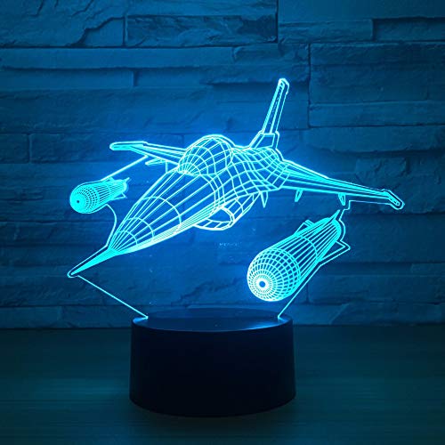 Nuevo avión de Combate lámpara de Mesa de luz Nocturna avión Jet Multicolor con decoración de energía Vacaciones de cumpleaños decoración de año Nuevo Regalo