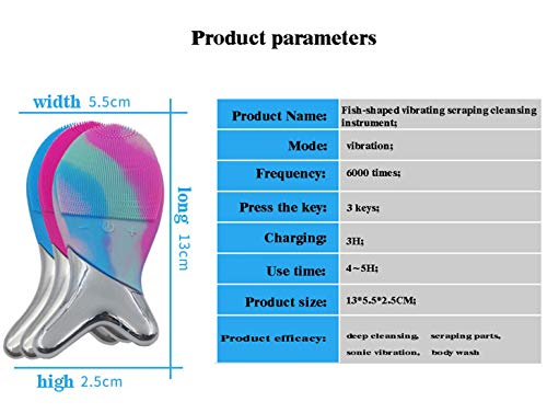 Nuevo instrumento de limpieza de raspado con forma de pez, cabezal de cepillo de limpieza de contacto, adecuado para todo tipo de pieles, silicona médica, segura y no tóxica, espalda/cara/hombro