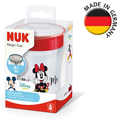 NUK Disney Magic Cup vaso antiderrame bebe, borde antiderrame de 360 ​​°, 8+ meses, sin-BPA, 230 ml, Minnie Mouse, 1 cuenta