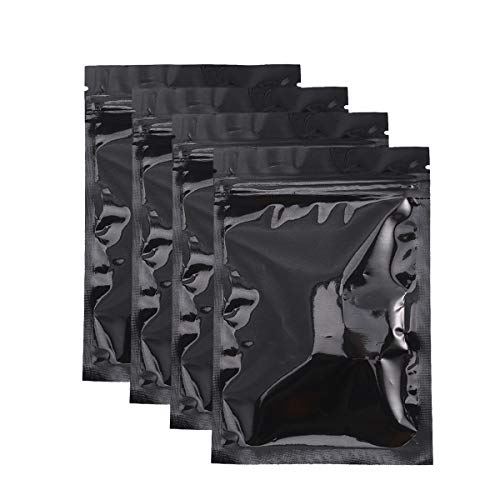 NUOBESTY 100 piezas bolsa de aluminio,resellable bolsa Mylar, Zip Lock Bag, bolsa de almacenamiento de alimentos, 10 x 15 cm, negro