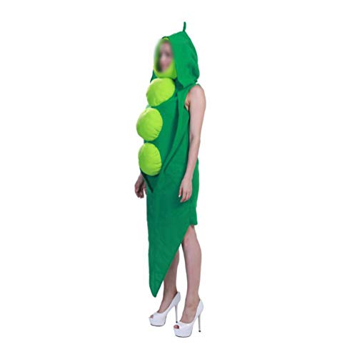 NUOBESTY Adultos Guisantes Disfraz Novedades Frutas Verduras Disfraz Tres Guisantes en Una Vaina Mujeres Hombres Disfraz Fiesta Traje Cosplay Ropa