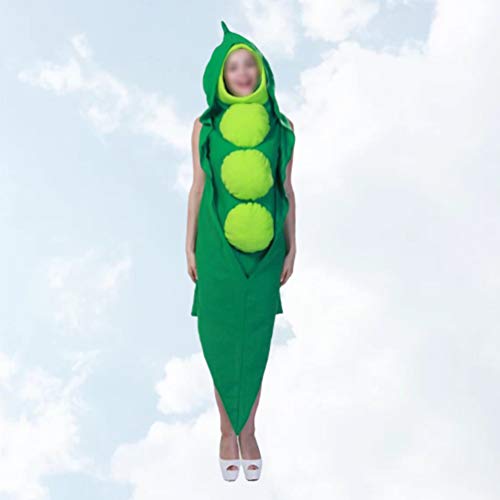 NUOBESTY Adultos Guisantes Disfraz Novedades Frutas Verduras Disfraz Tres Guisantes en Una Vaina Mujeres Hombres Disfraz Fiesta Traje Cosplay Ropa