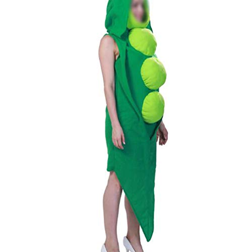 NUOBESTY Adultos Guisantes Disfraz Novedades Frutas Verduras Disfraz Tres Guisantes en Una Vaina Mujeres Hombres Disfraz Fiesta Traje Cosplay Ropa